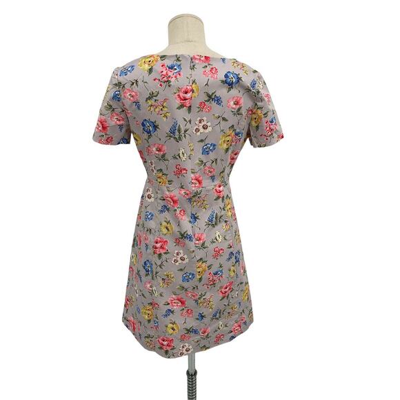 Cath Kidston Dress Gray Floral Retro Style Short Sleeve Short Sleeve UK Size 8 - Picture 3 of 11